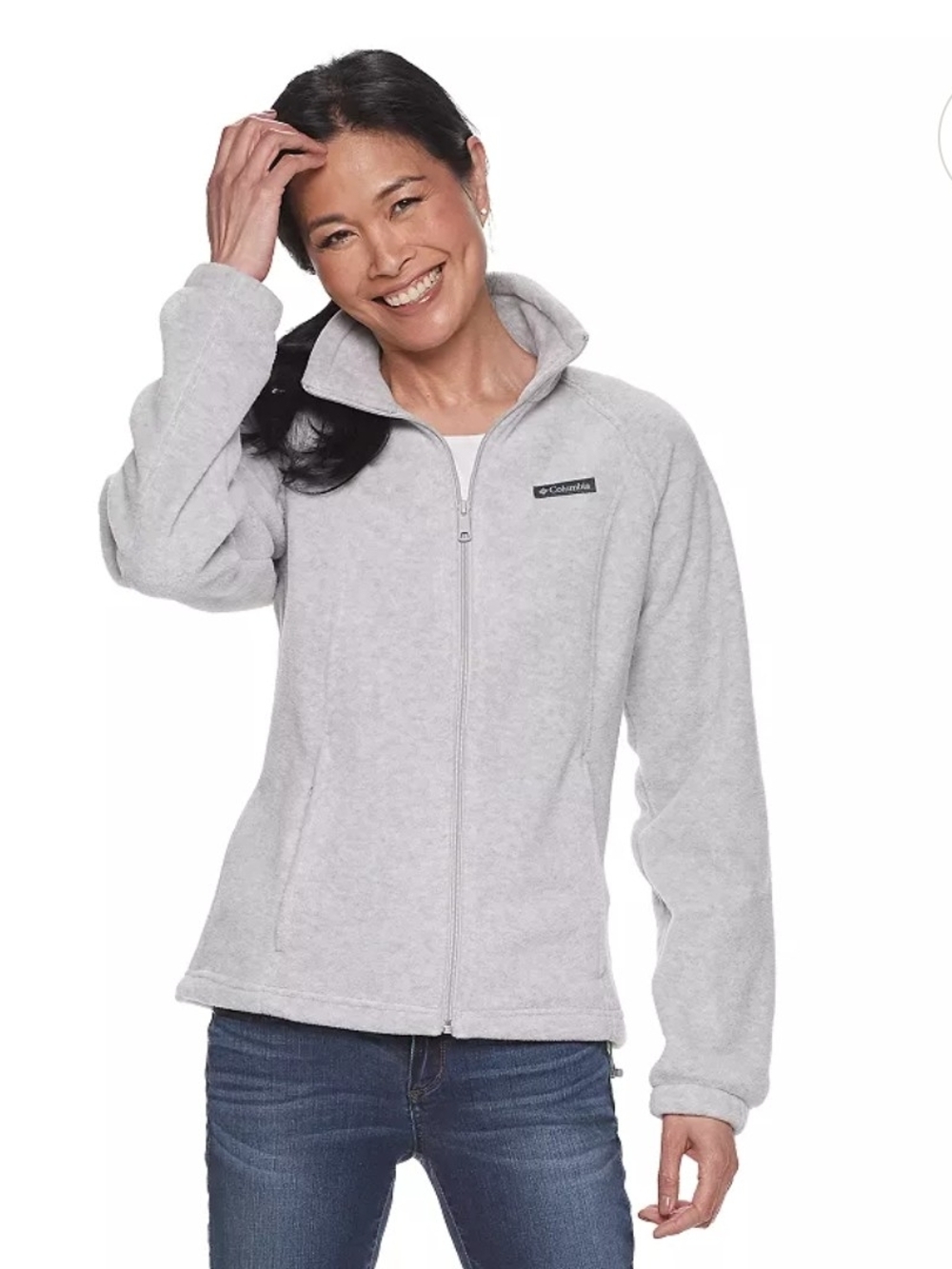 Columbia Women's Light Gray Front Zip Fleece Jacket SZ M